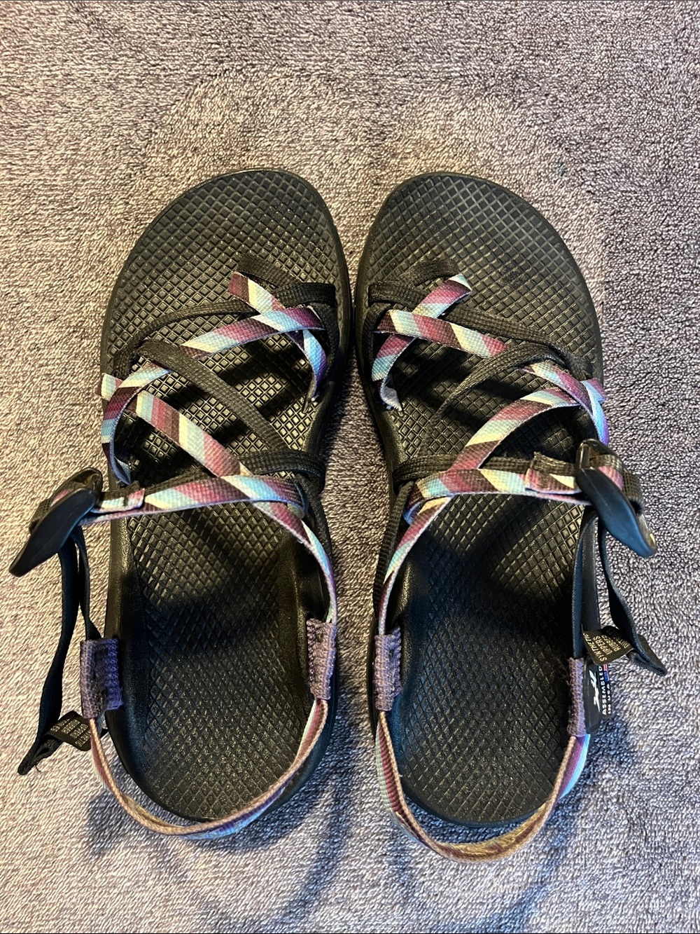 Chaco Women's Black Sandals with Multicolor Braided Straps